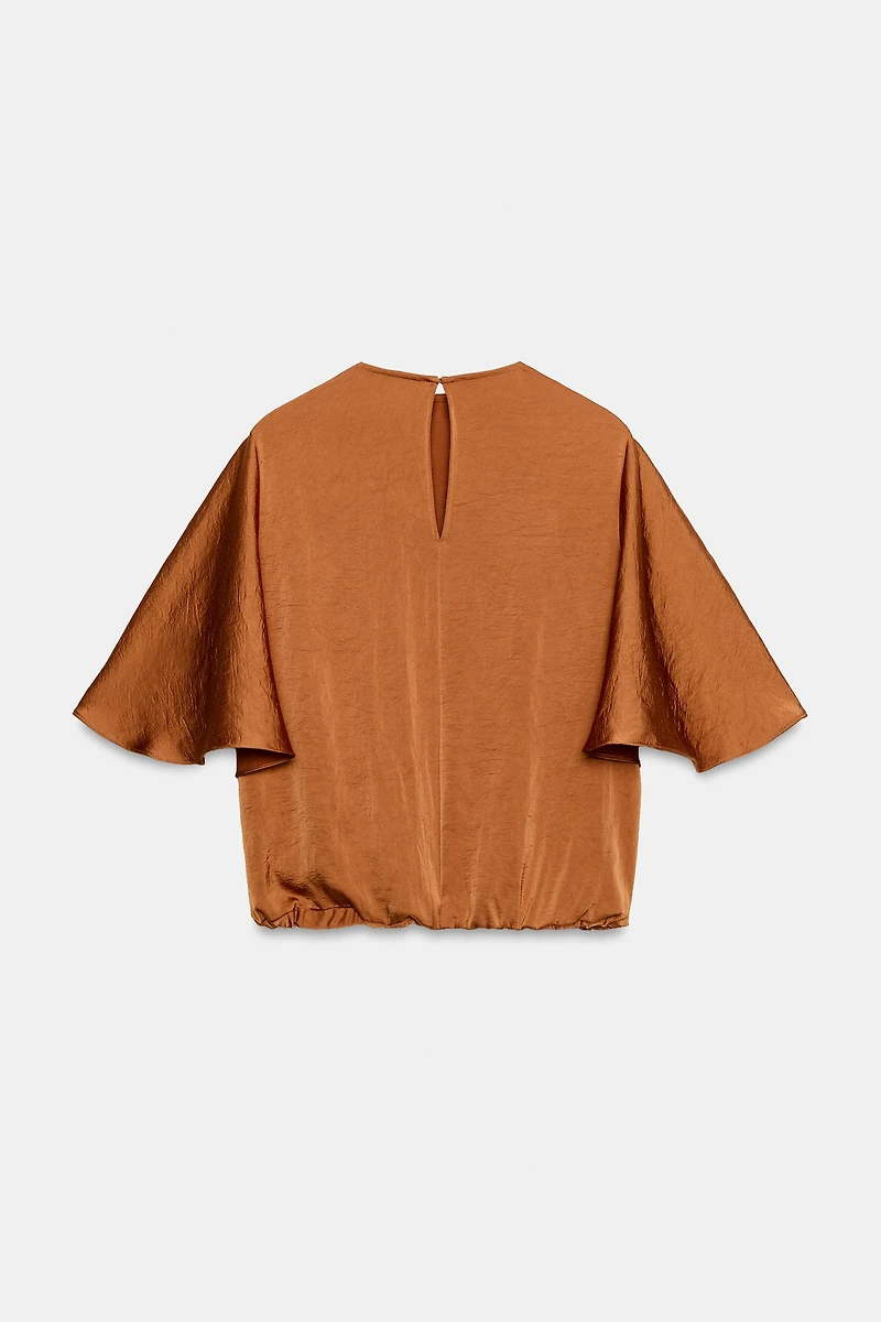 FLUID RUFFLE SLEEVE BLOUSE