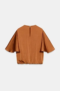 FLUID RUFFLE SLEEVE BLOUSE