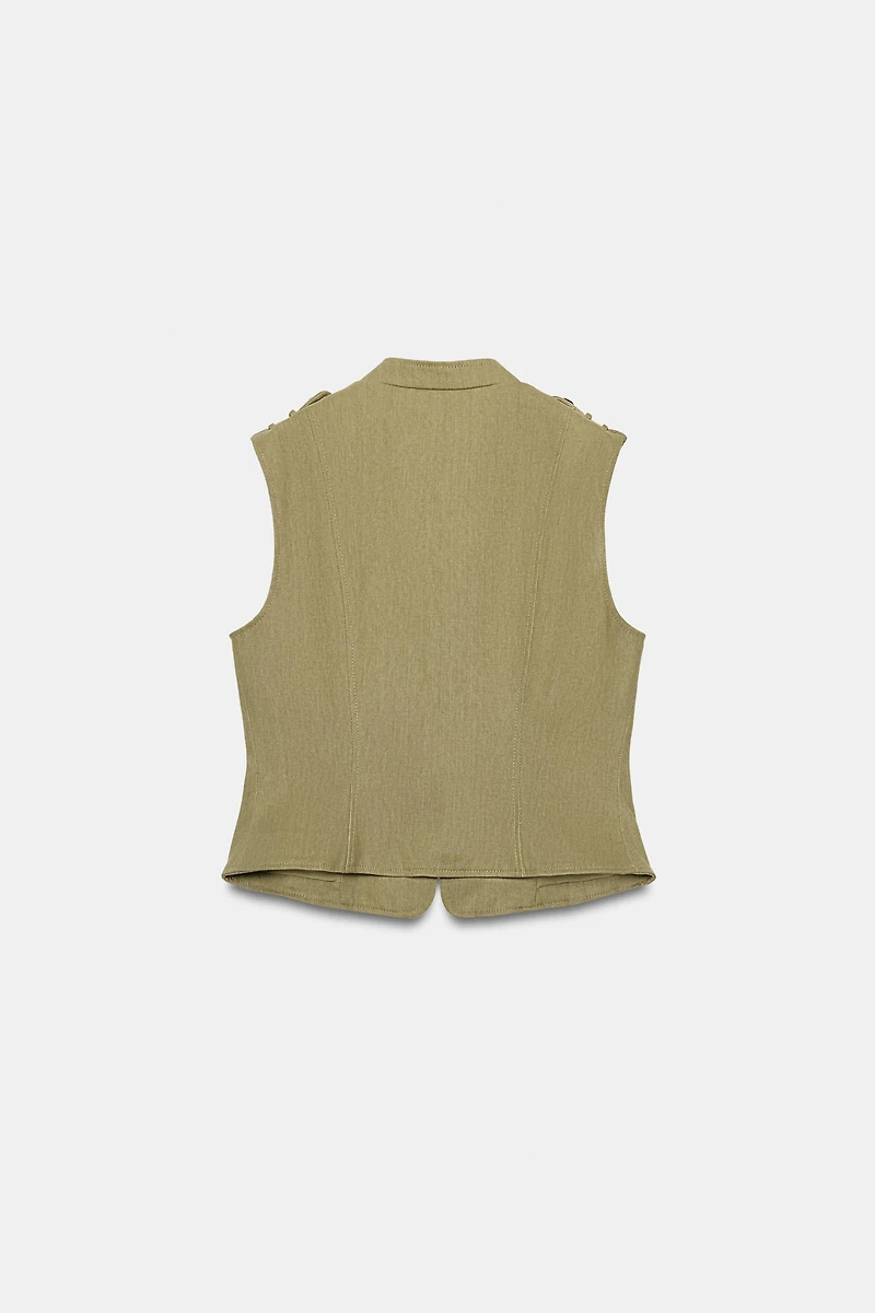 COTTON MINI-BUTTON VEST