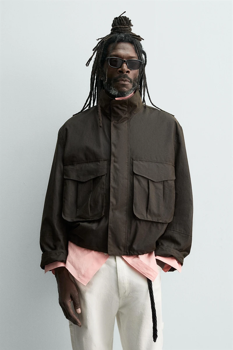 AARON LEVINE X ZARA CROPPED WAXED EFFECT JACKET