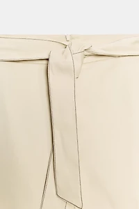 CONTRAST STITCH BELTED SKIRT