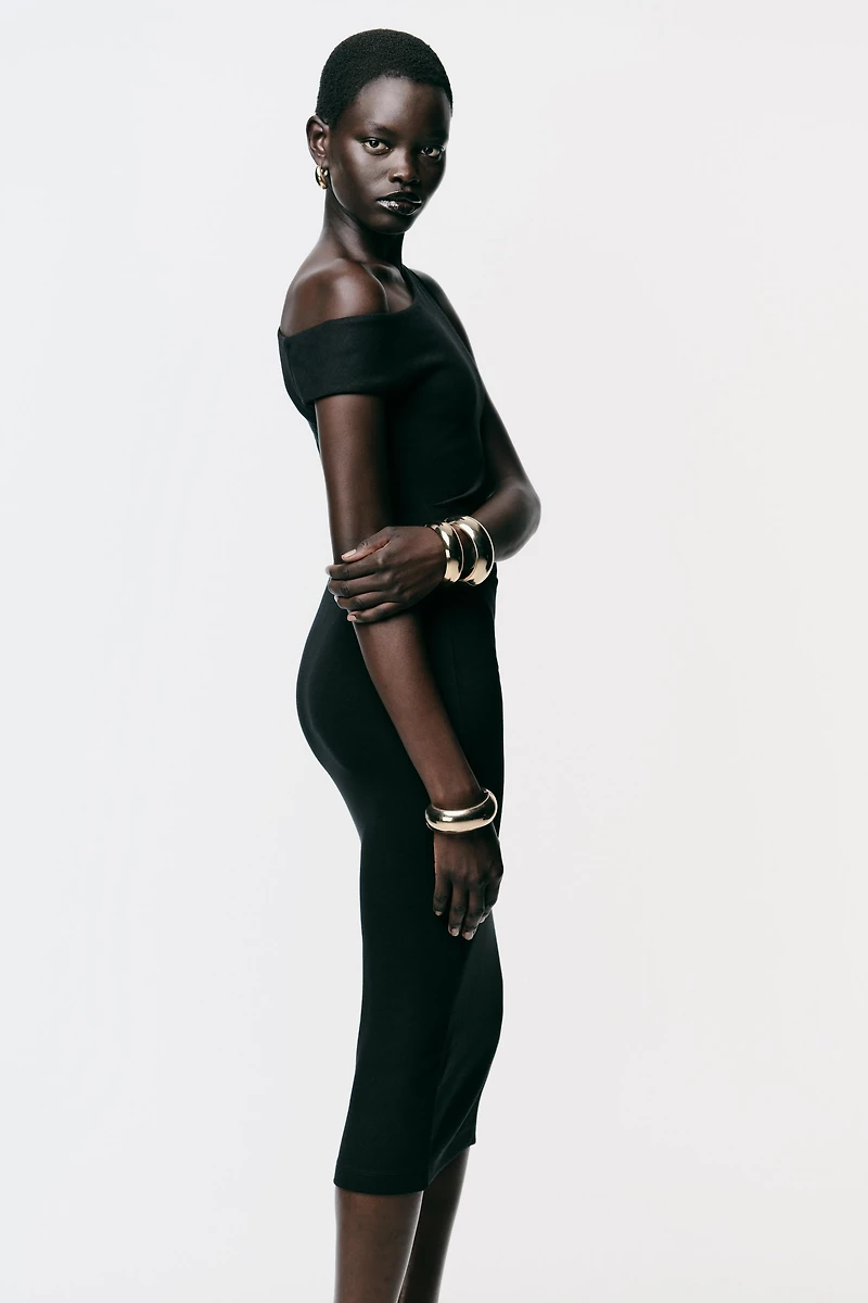 RUCHED MIDI DRESS