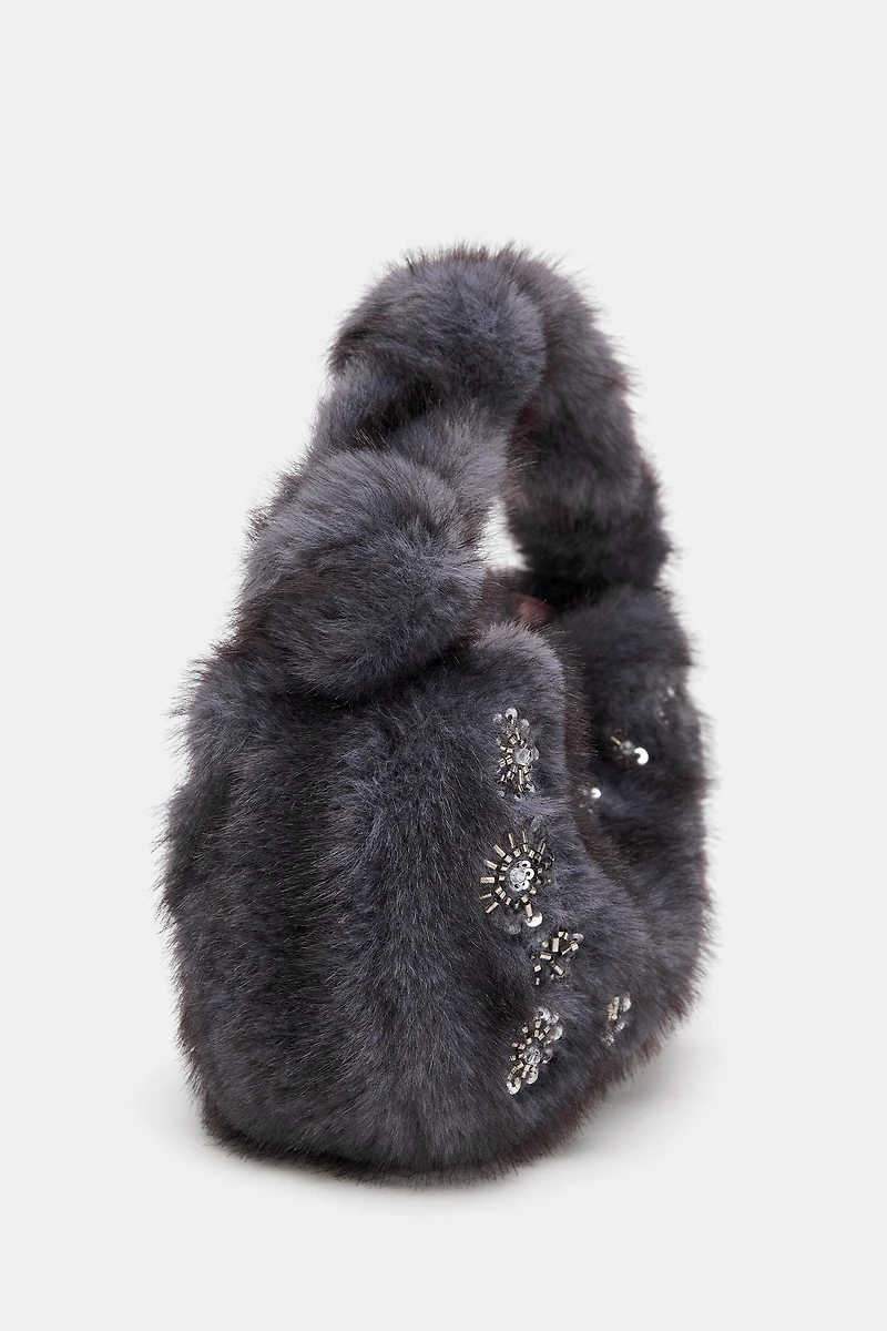 SHINY FAUX FUR MINI BAG