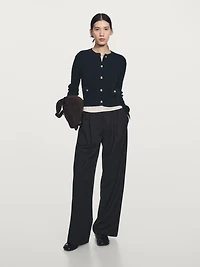 Cable-knit cardigan with gold buttons