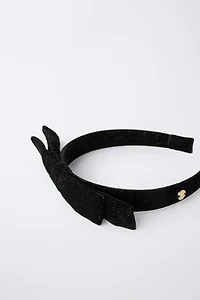 VELVET BOW SHINY HEADBAND