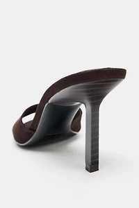 SPLIT SUEDE HEELED SANDALS