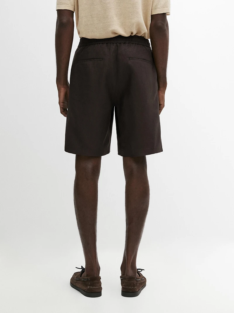 100% linen short Bermuda shorts