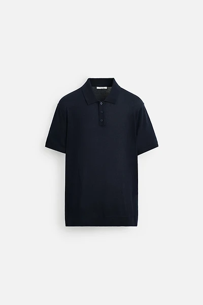 COTTON - SILK BLEND KNIT POLO