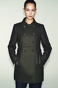 DOUBLE BREASTED WOOL BLEND COAT