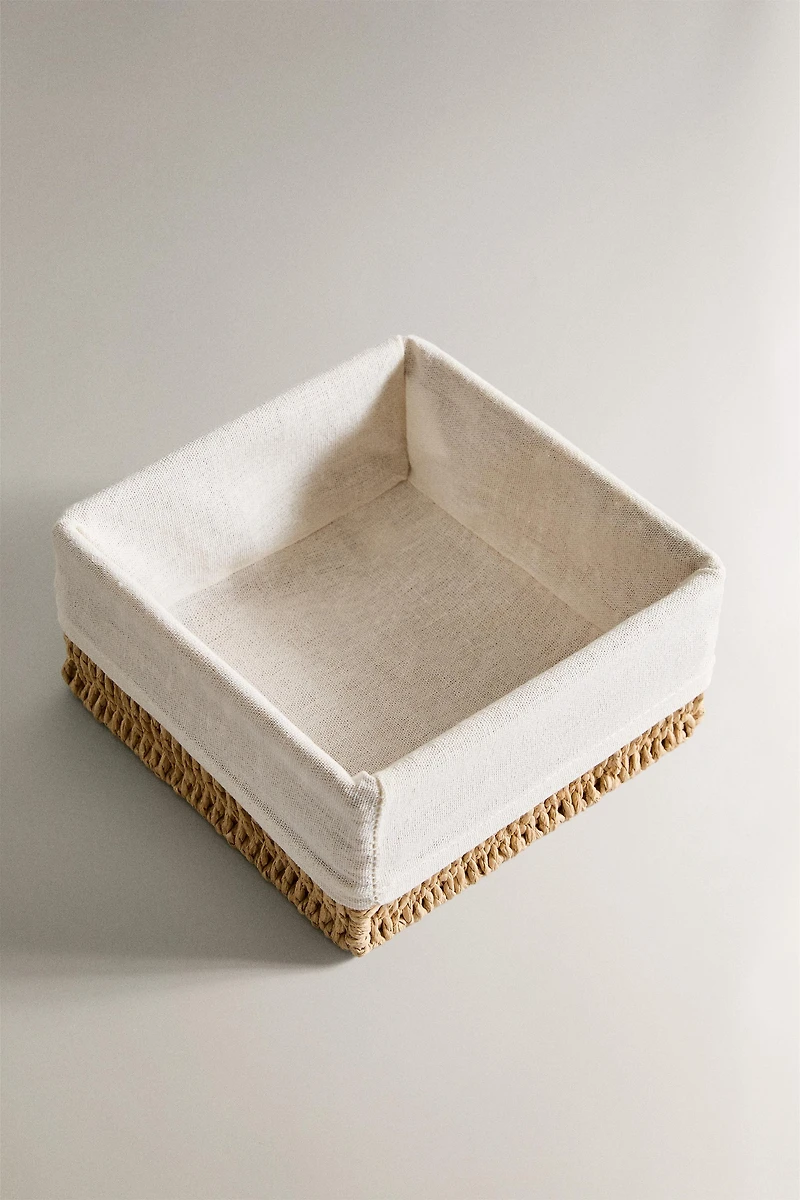 SQUARE FABRIC-LINED BASKET