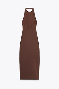 DRAPED HALTER DRESS