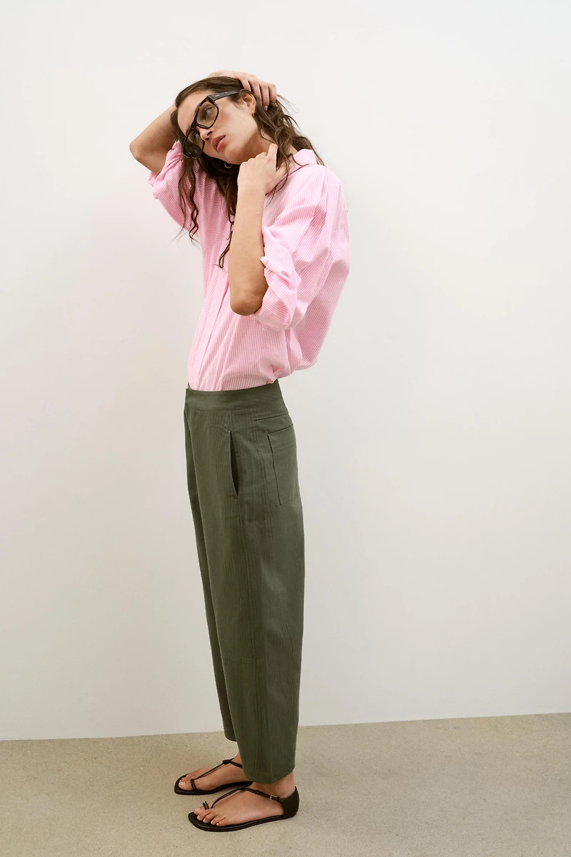 PANTALON BARREL À CHEVRONS