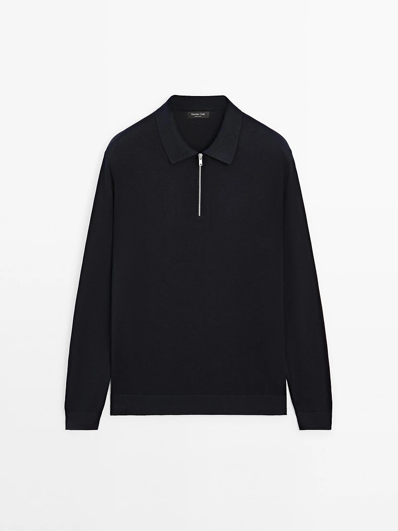 Pull polo maille fermeture Éclair