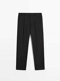 Relaxed fit wool trousers with dart detail