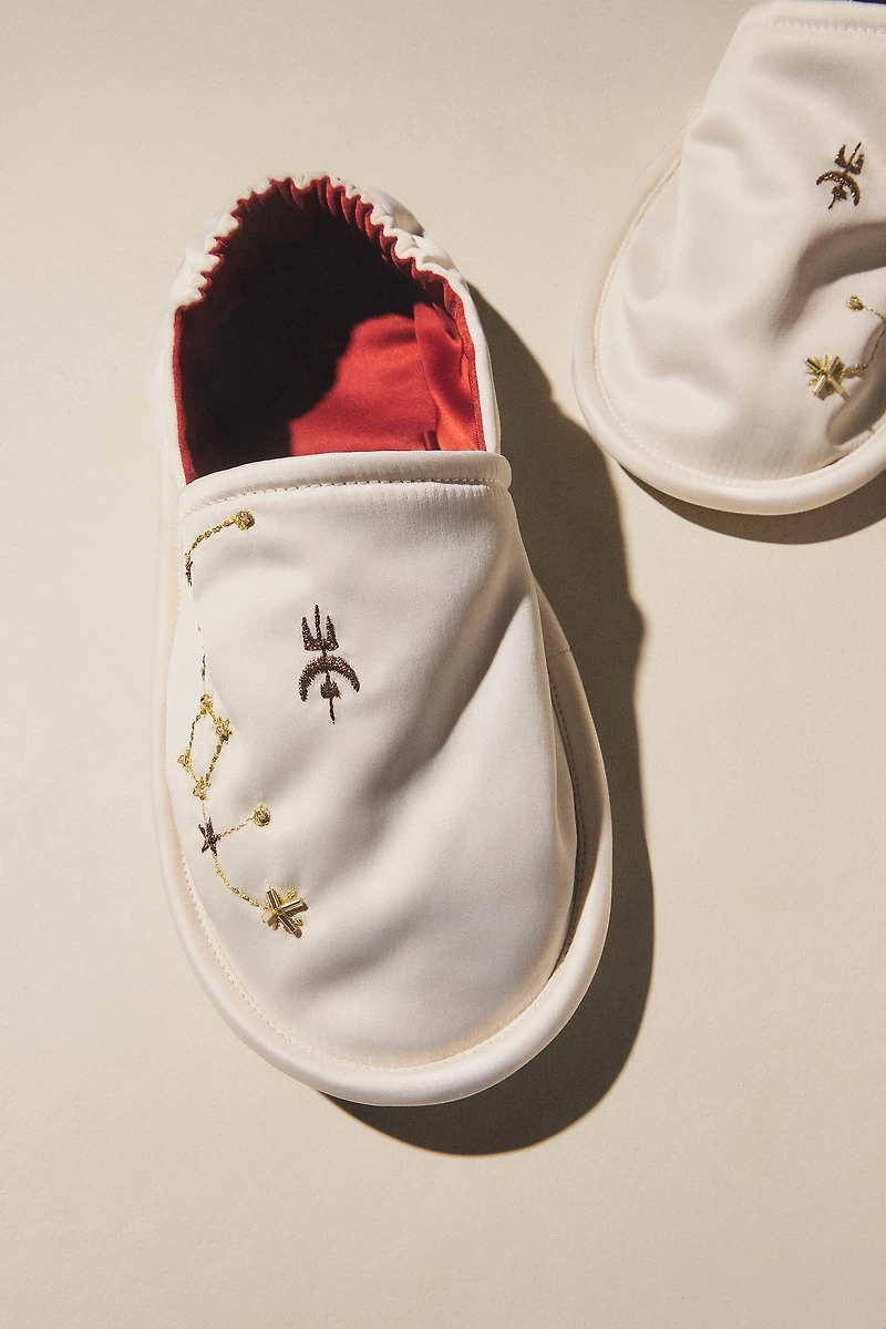 EMBROIDERED LEATHER-SOLE MOROCCAN SLIPPERS | MARISA BERENSON