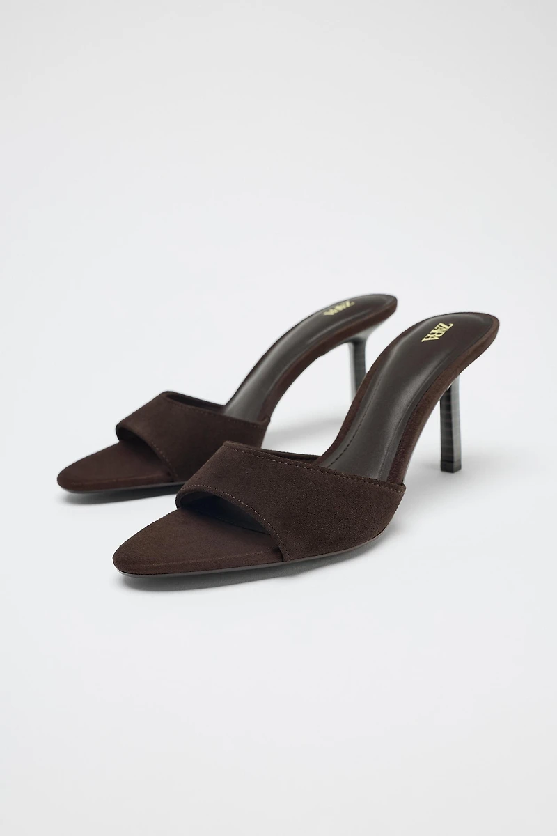 SPLIT LEATHER HEELED SANDALS
