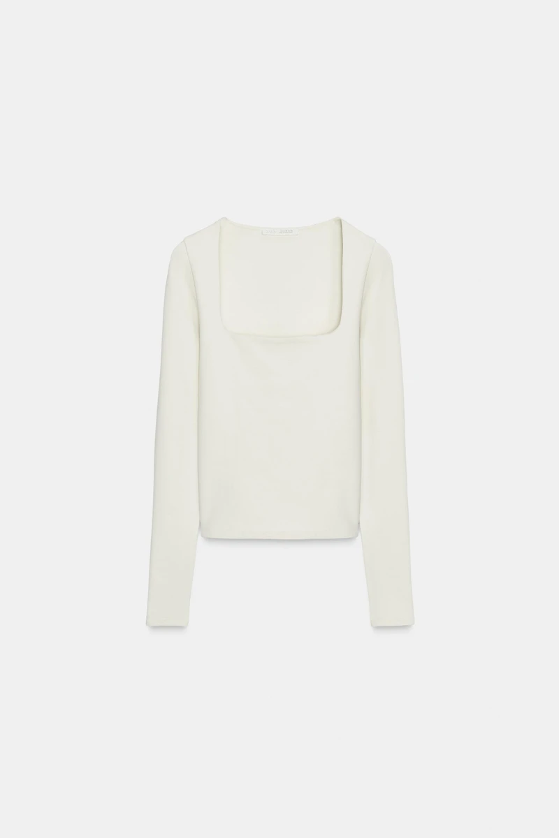 RIBBED SQUARE NECK TOP