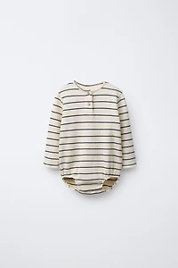 STRIPED WAFFLE BODYSUIT