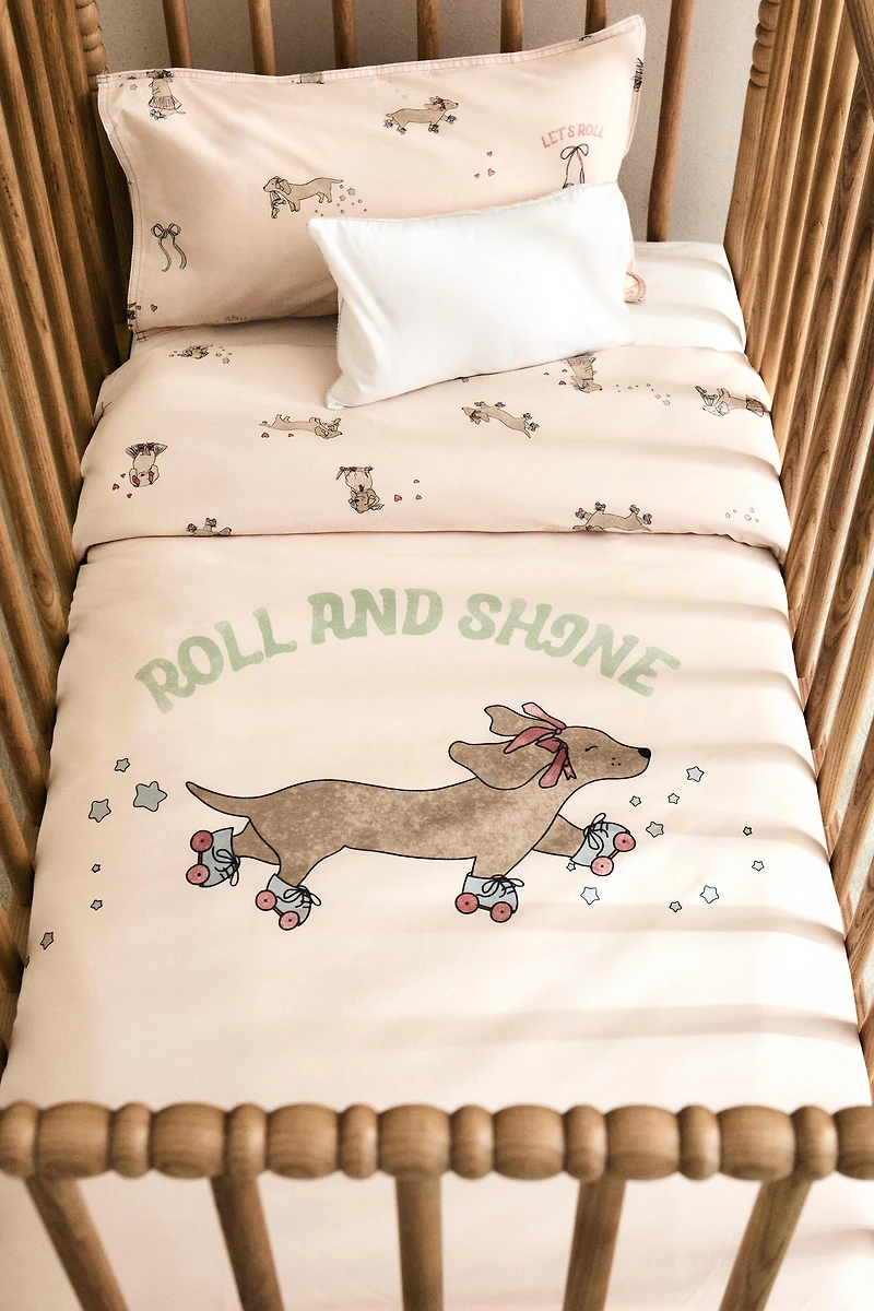 HOUSSE DE COUETTE ENFANT CHIEN PATINEUR