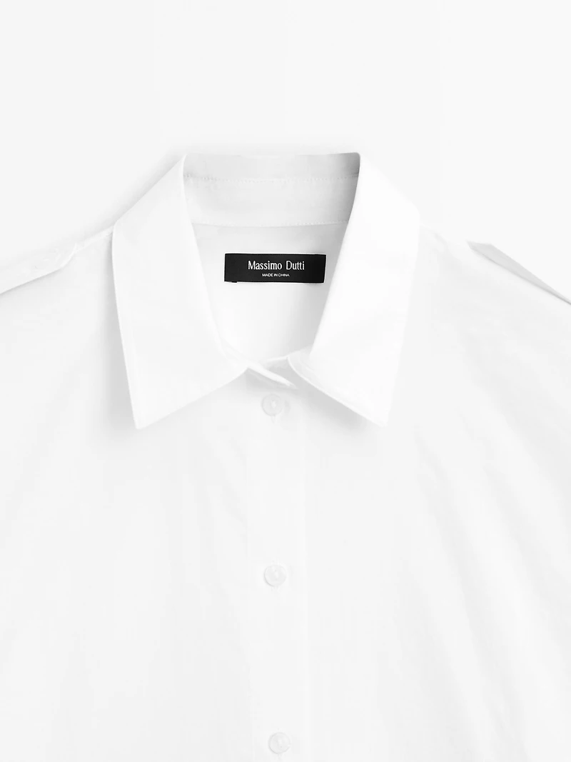 100% cotton poplin shirt with shoulder detail