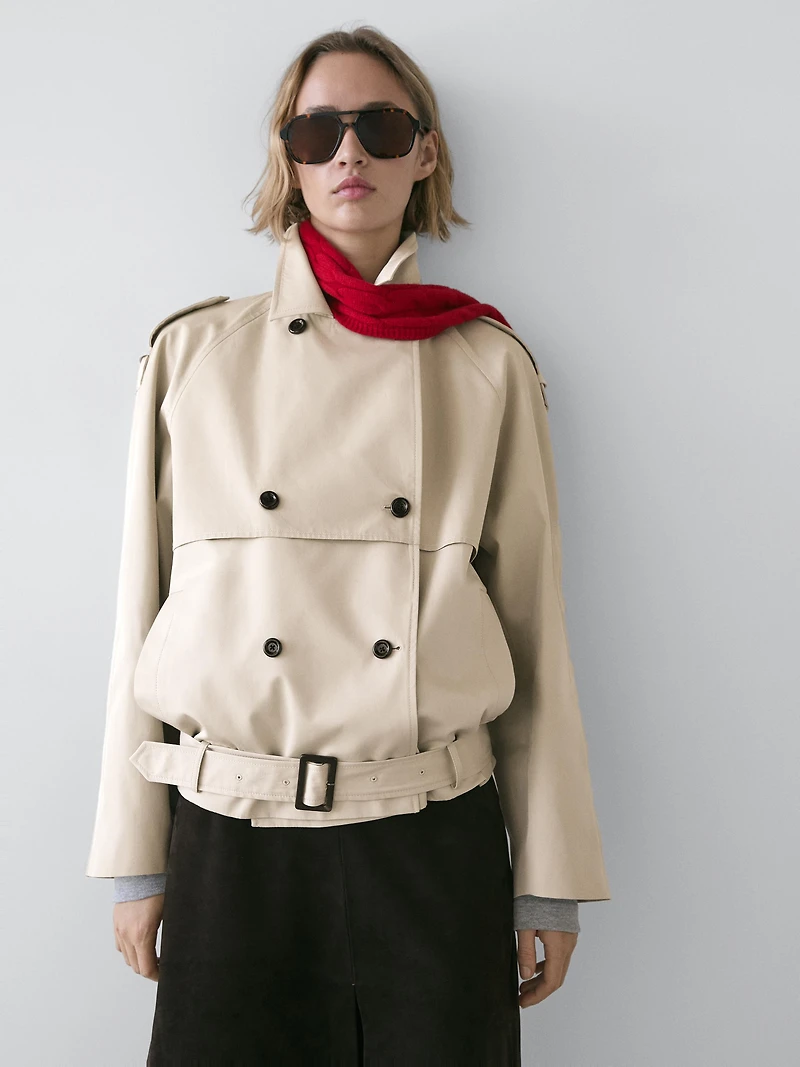 Trench court avec ceinture