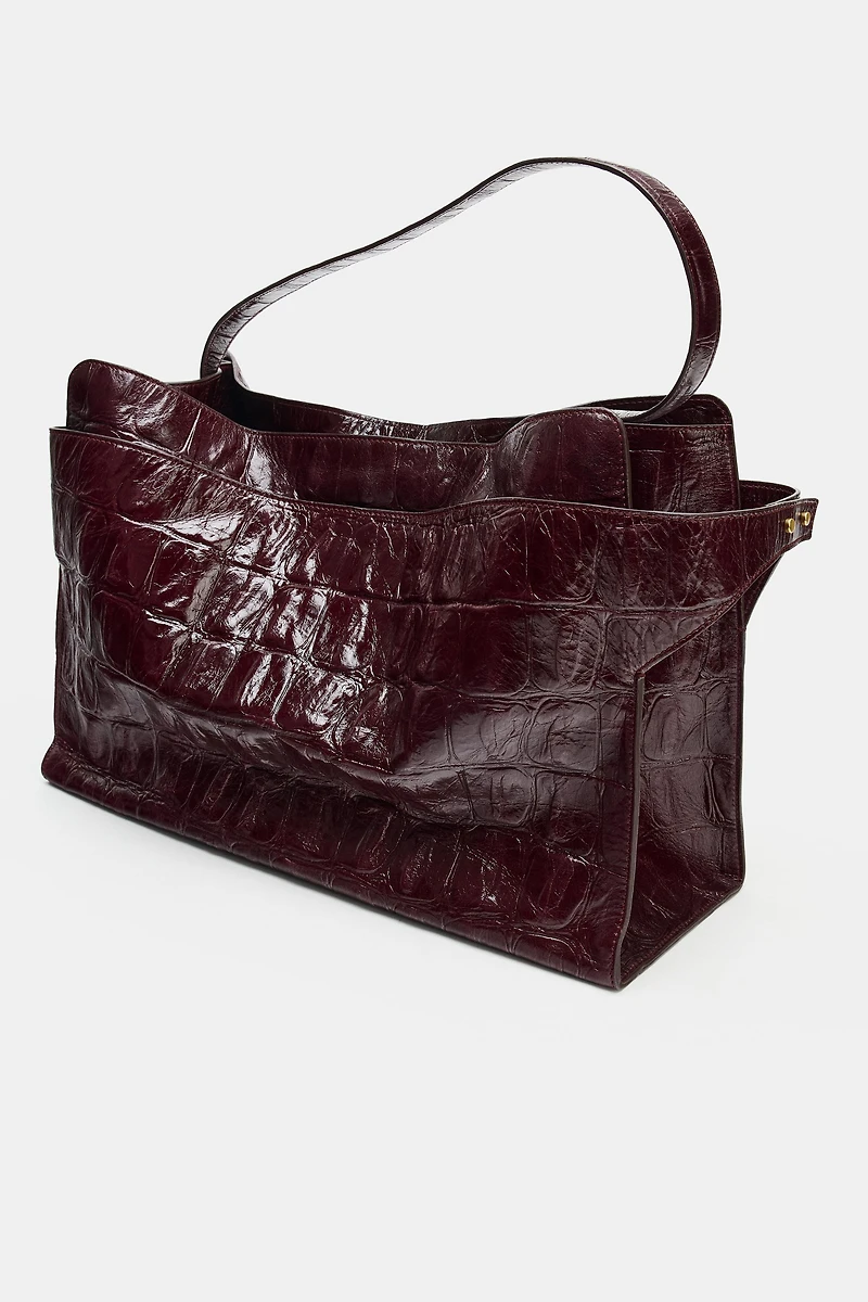 MAXI CITY BAG WITH EMBOSSED LEATHER EFFECT