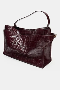 MAXI CITY BAG WITH EMBOSSED LEATHER EFFECT