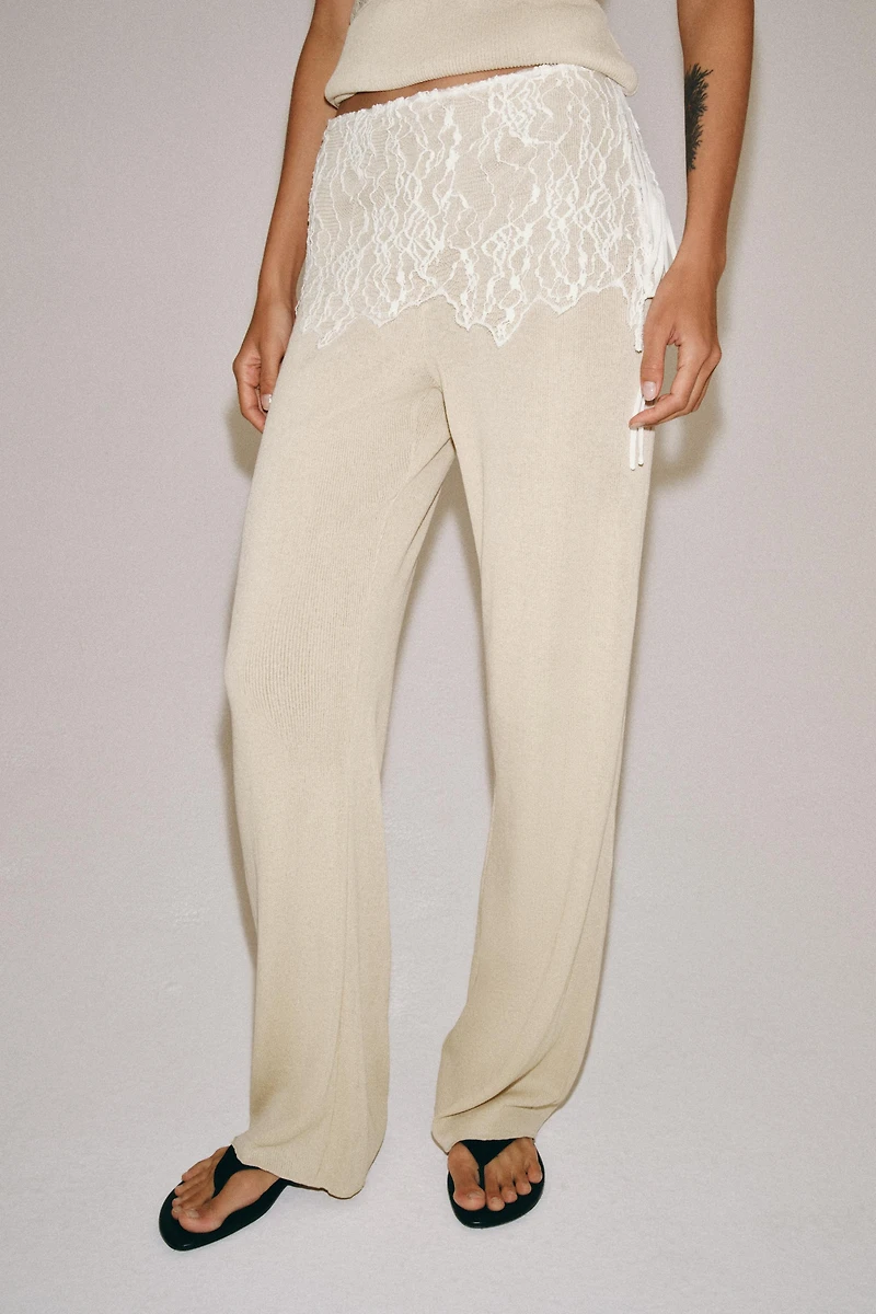 RIBBED LACE PANTS