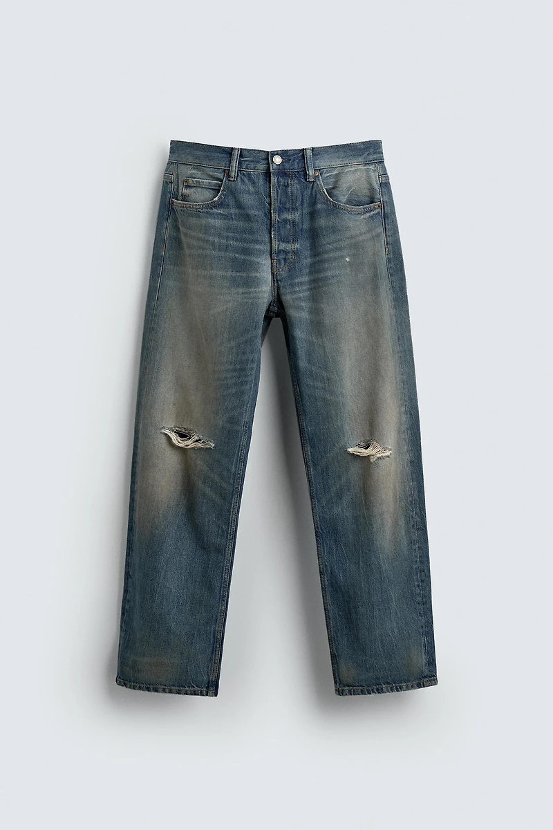 RIPPED REGULAR STRAIGHT FIT JEANS