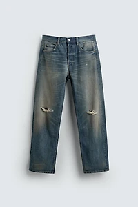 RIPPED REGULAR STRAIGHT FIT JEANS