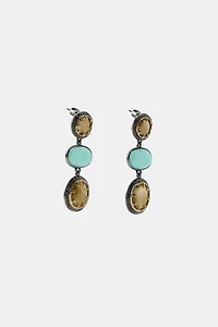 BOUCLES D'OREILLES TRIPLES PIERRES ET STRASS