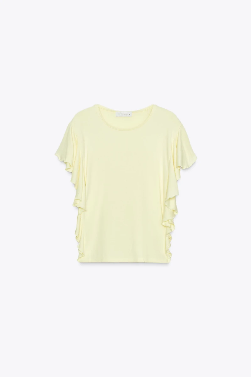 RUFFLED SLEEVE T-SHIRT