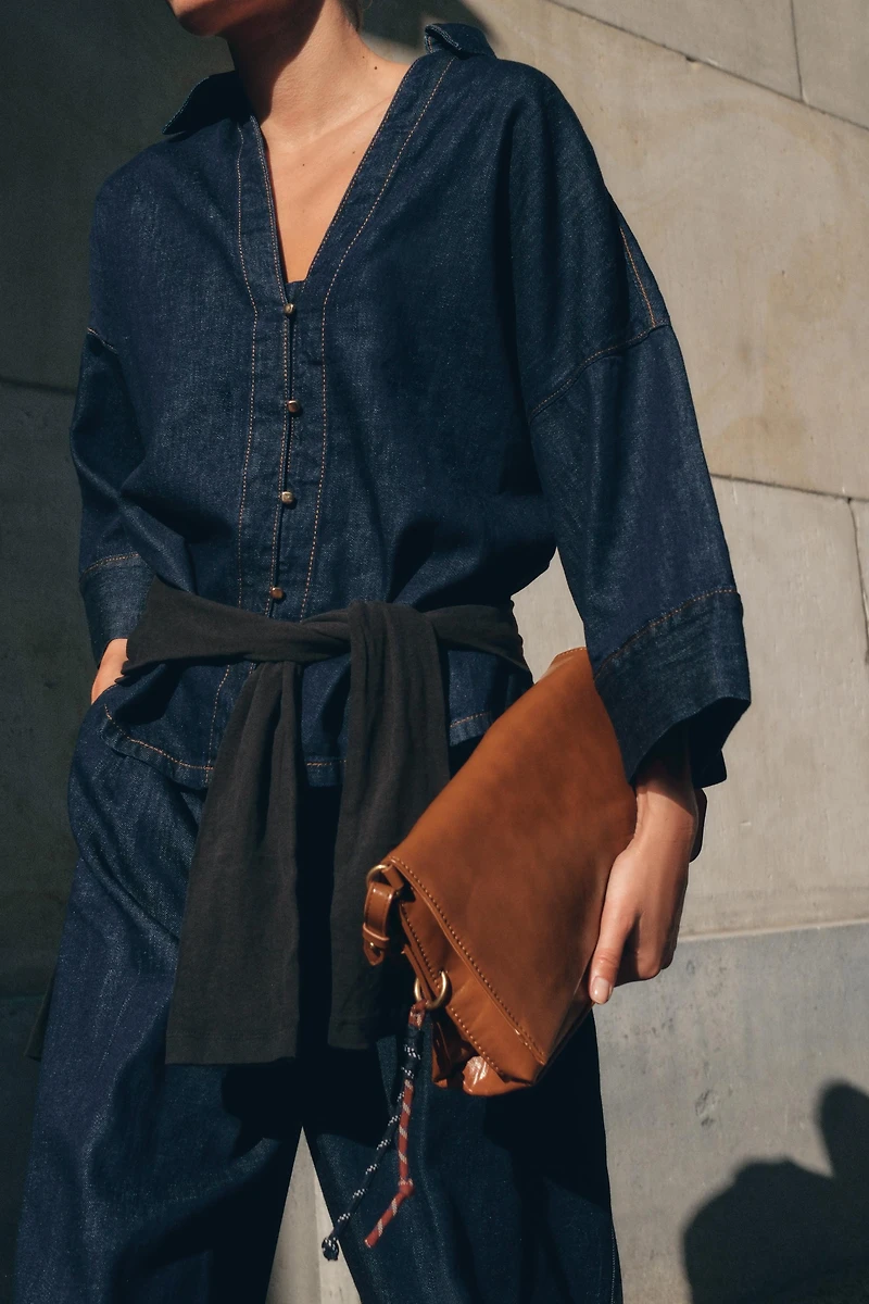PANTALON WIDE LEG EFFET DENIM