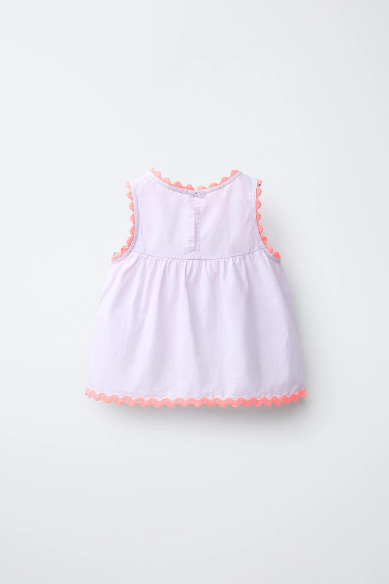 CASA LAWA X ZARA KIDS CONTRAST RUFFLE POPLIN TOP