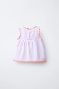 CASA LAWA X ZARA KIDS CONTRAST RUFFLE POPLIN TOP