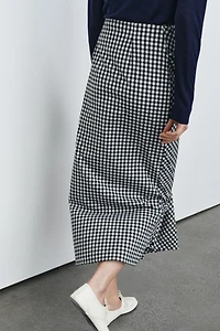 DRAPED GINGHAM SKIRT
