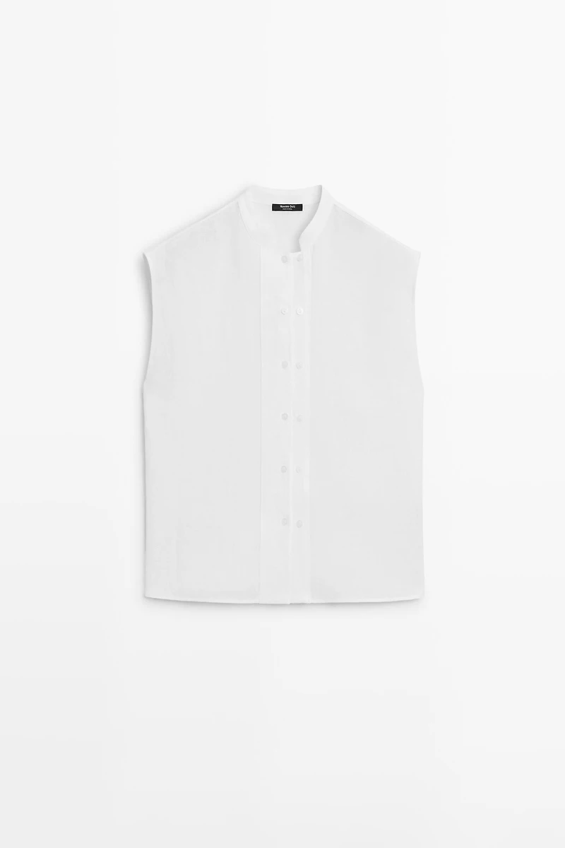 100% linen flowing shirt with button details