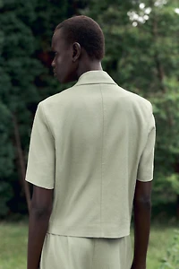 BLAZER MANCHES COURTES AVEC LIN