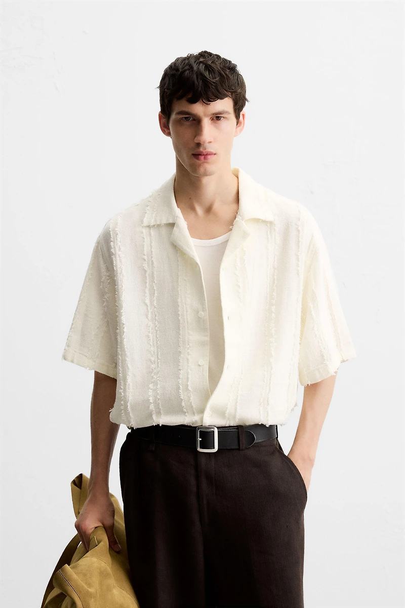JACQUARD FRAYED SHIRT