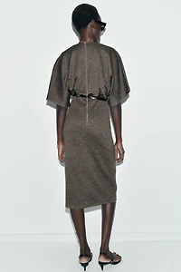 BELTED PIQUE MIDI DRESS