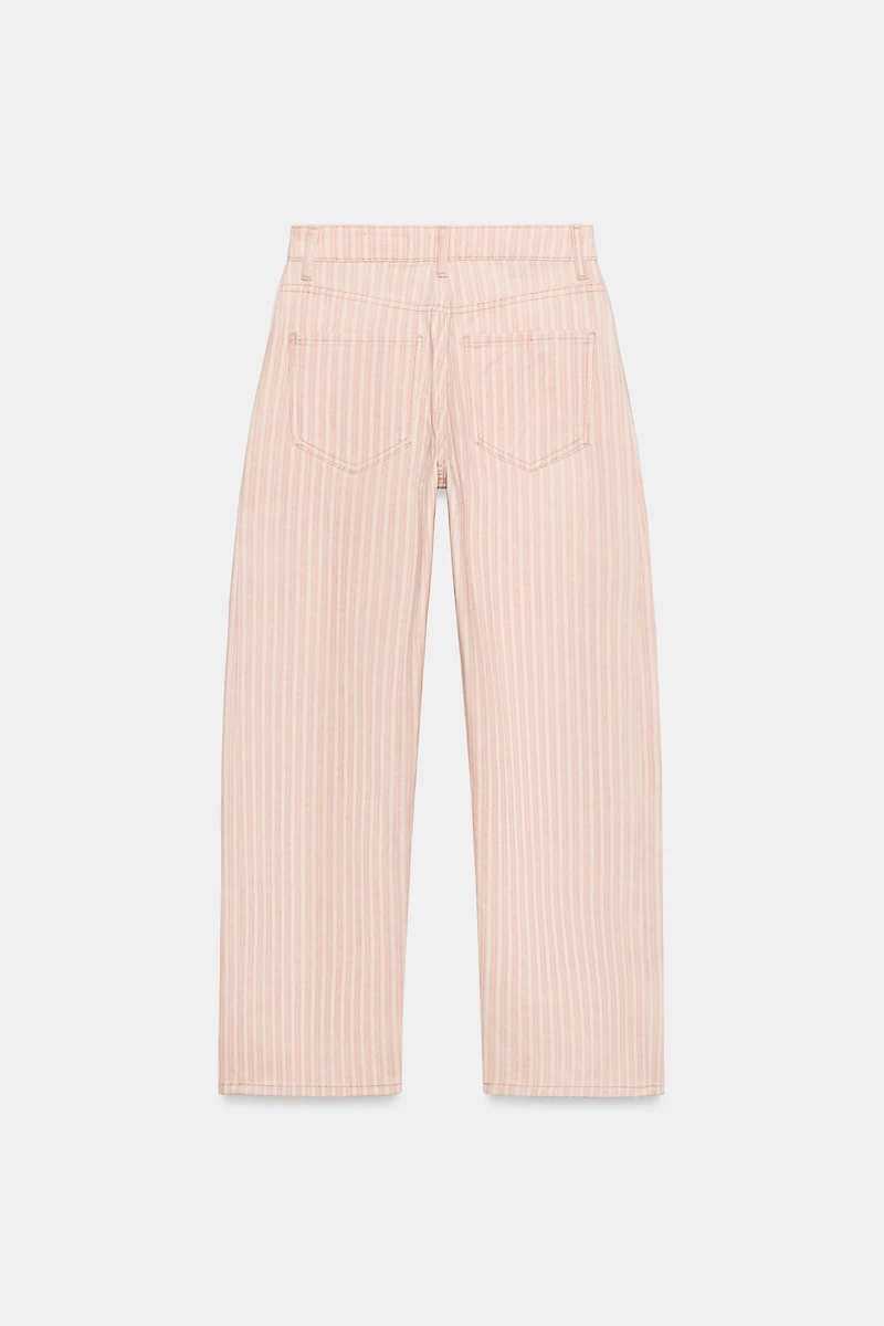 ZW COLLECTION MID-RISE STRIPED RELAXED STRAIGHT ANKLE JEANS