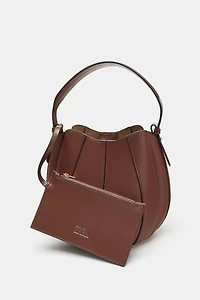 TOPSTITCHED BUCKET BAG