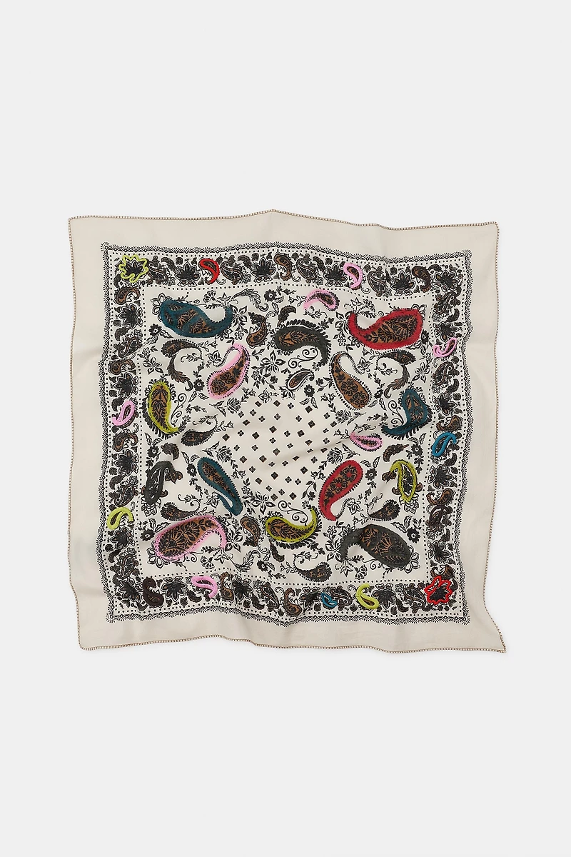 FOULARD BANDANA IMPRIMÉ BRODERIES
