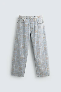 JEAN RELAXED FIT IMPRIMÉ GÉOMÉTRIQUE