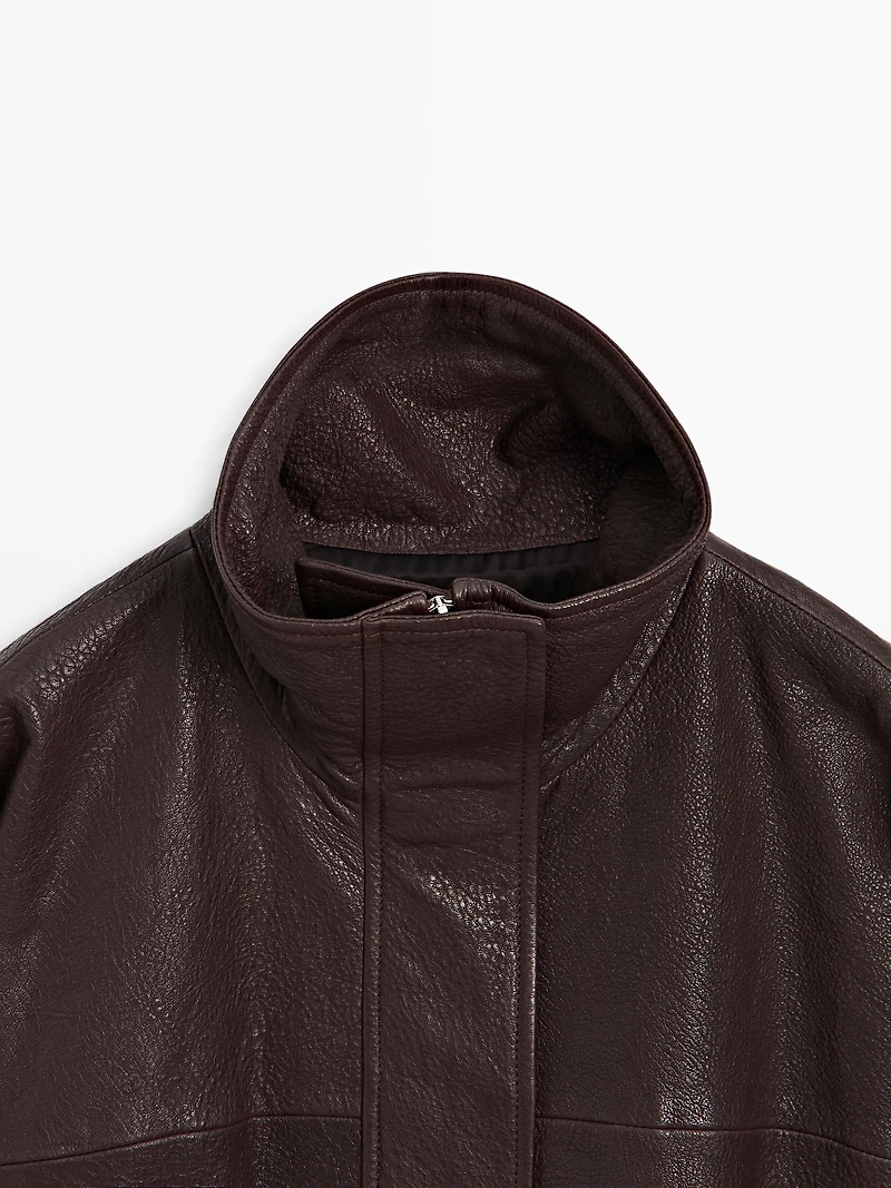 Veste en cuir nappa finition grainée