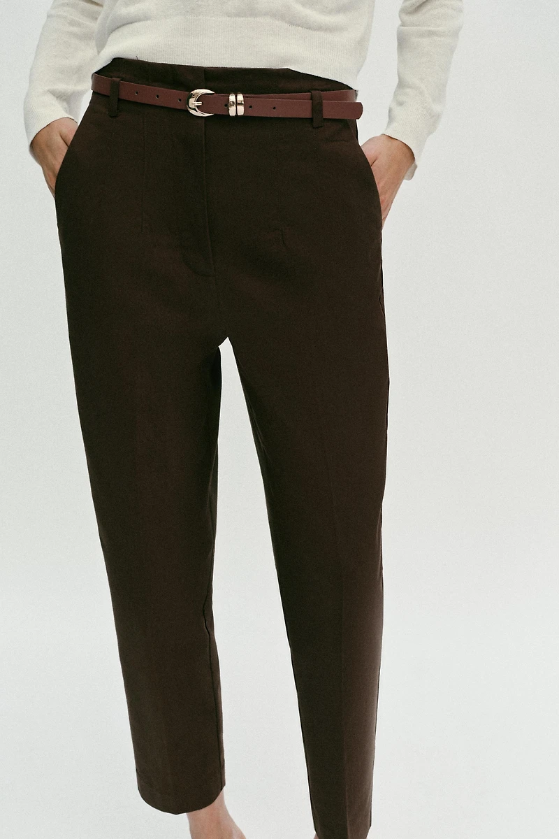 HIGH-WAISTED BELTED PANTS