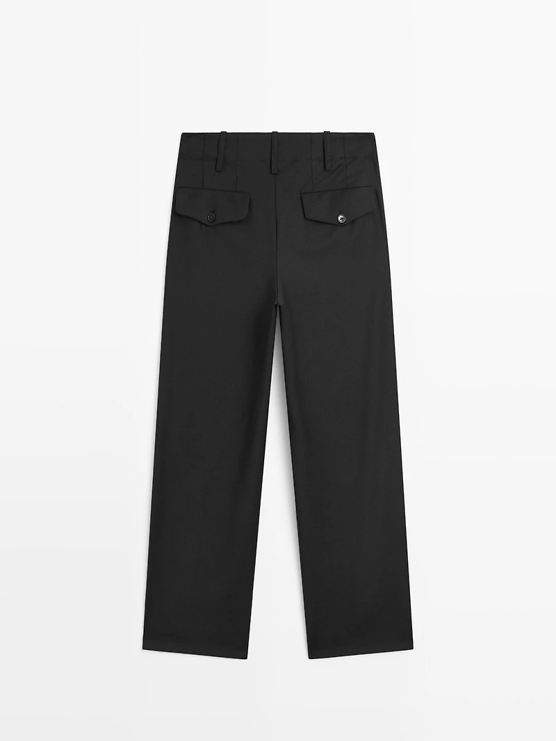 100% wool boyfriend fit trousers