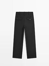 100% wool boyfriend fit trousers