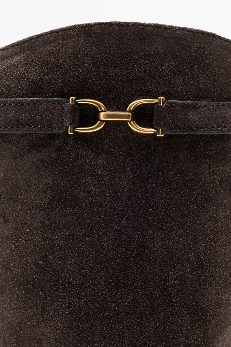 Split suede leather equestrian boot