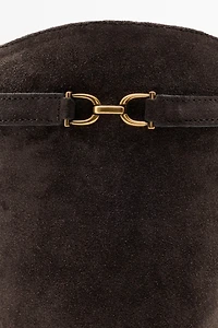 Split suede leather equestrian boot